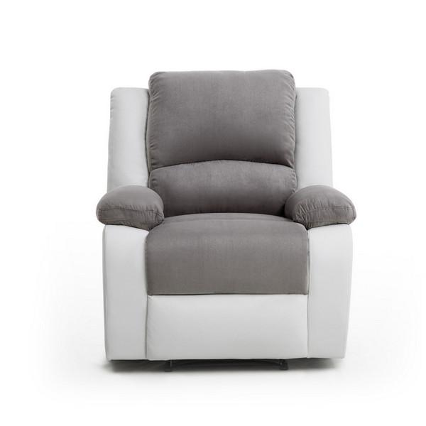 Fauteuil de relaxation manuel Gris/blanc pour tout amateur de détente à domicile_0