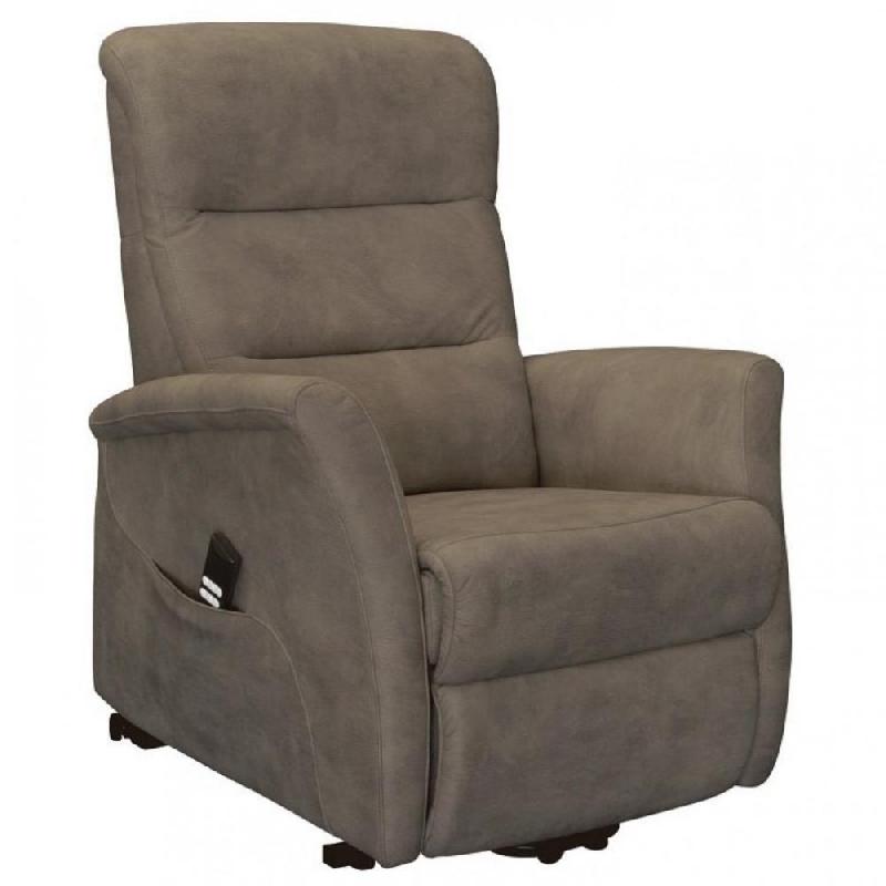 FAUTEUIL RELAX RELEVEUR ÉLECTRIQUE MIOS BI-MOTEUR TISSU BRUN TAUPÉ_0