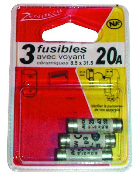 FUSIBLES 8,5X31,5 20A AVEC VOYANT (BOX DE 3)