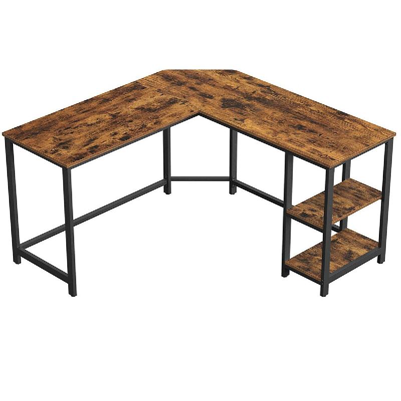 Helloshop26 - Bureau informatique table d'angle bureau poste de travail avec étagère de rangement table informatique pour maison et 12_0004652 - mé_0