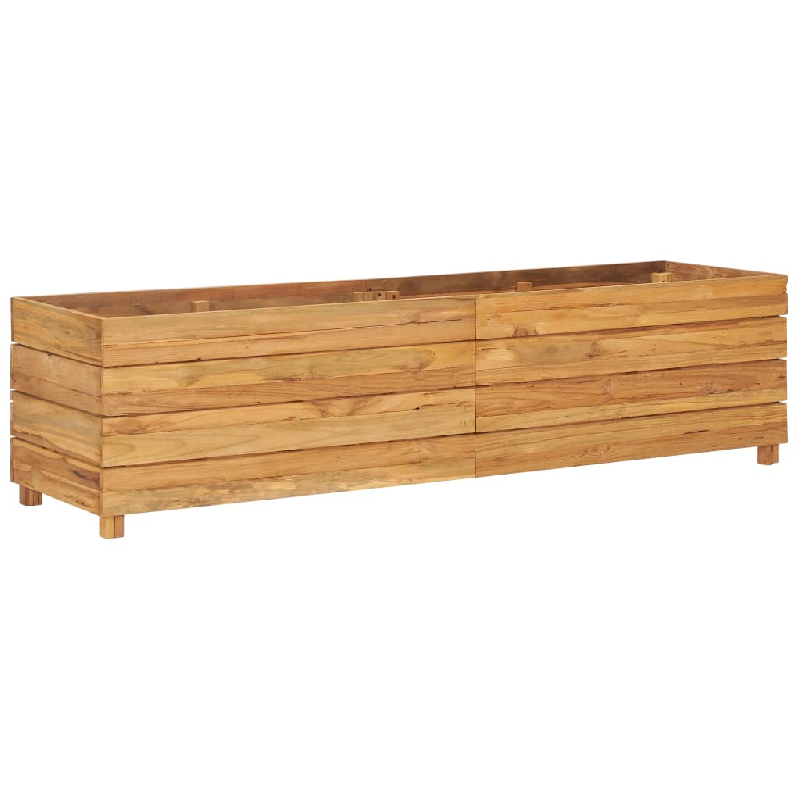 Helloshop26 - Jardinière lit surélevé plantes fleurs jardin 150 x 40 x 38 cm bois de teck recyclé et acier 02_0000912 - 3000072471538_0