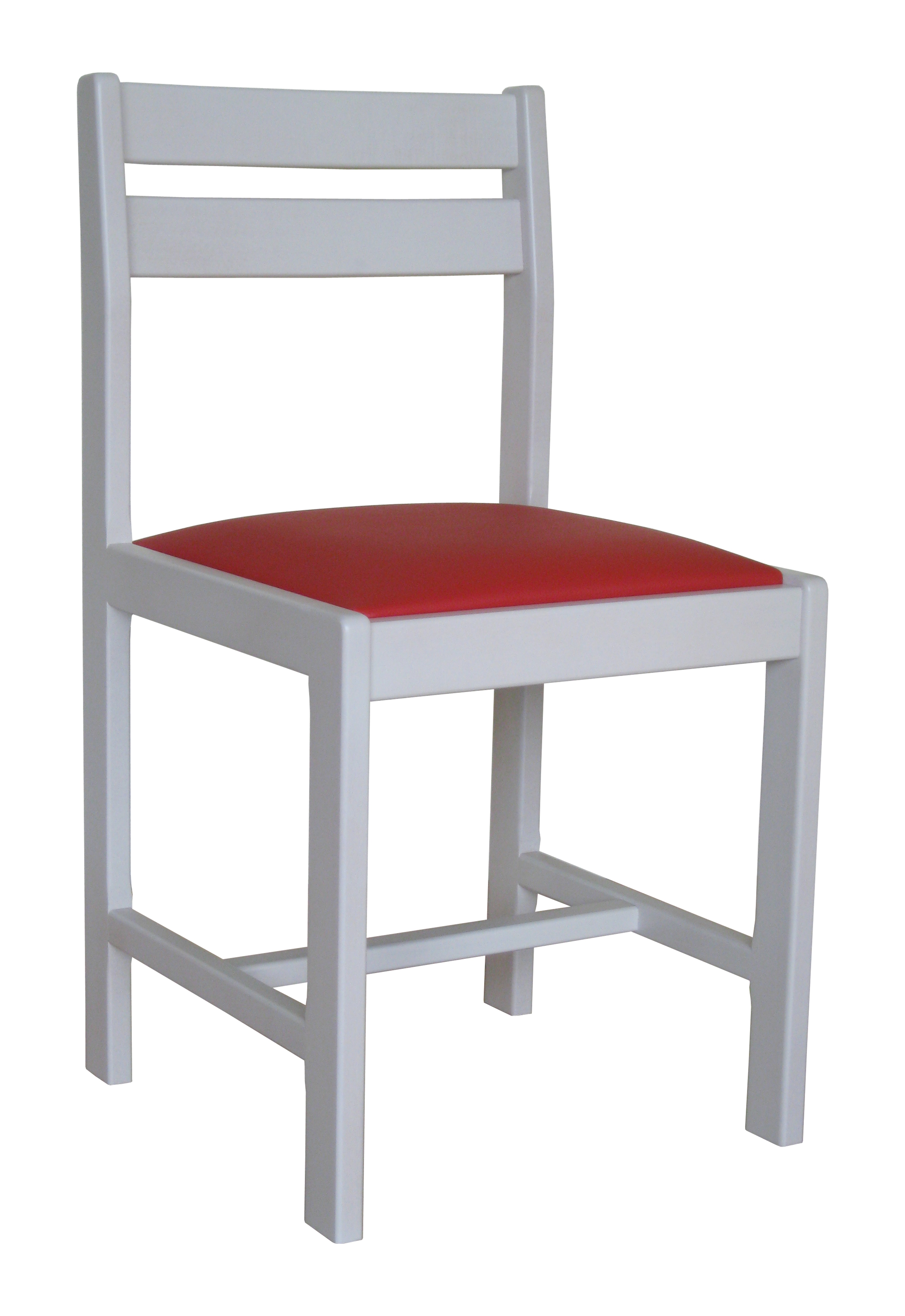 Lot de 2 chaises Aradis en hêtre massif - fabrication française - blanc et rouge - assise simili cuir Dallas_0