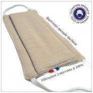Masque en tissu VDM - filtration garantie 50 lavages - beige - certifié DGA - ultra-réspirant et écologique_0