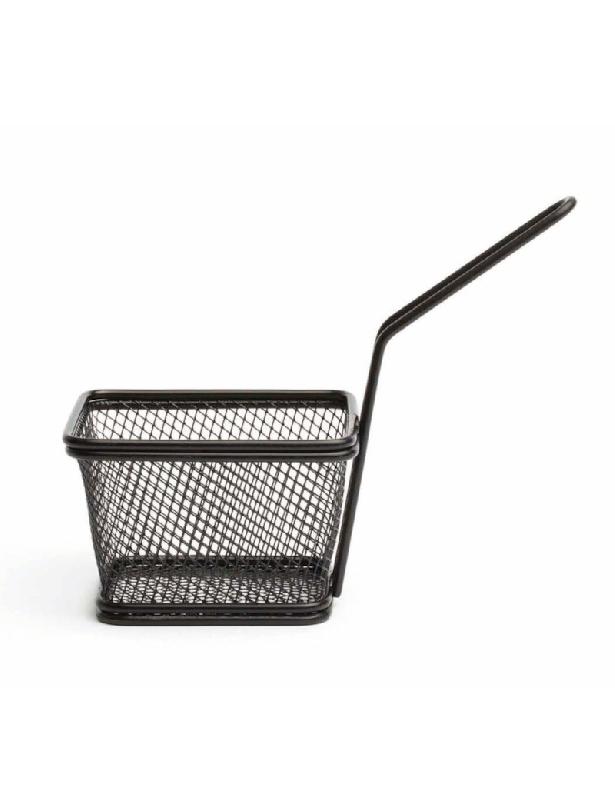 Mini panier à frites carré en inox - Couleur noire - Marque COMAS - Dimensions 10x9x7 cm_0