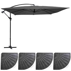 Oviala Business Parasol déporté 3x3m et 4 dalles à lestées aluminium gris anthracite - Oviala - gris aluminium 107275_0