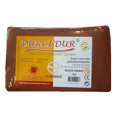 PÂTE A MODELER AUTODURCISSANTE DURCI'DUR - ROUGE - PAIN DE 1 KG