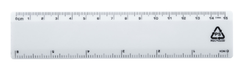 Règle en plastique recyclé RPS - 15 cm - Blanche - 12 g_0