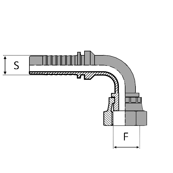 Série cylindrique BSPP Face plane - Gaz - Filetage Withworth - Femelle - 90° (DKR-FS90) - 6 , 3/8