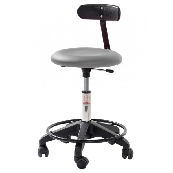 Siège ergonomique petite enfance - Base plastique - Assise simili cuir gris - 5 roues - Marque GLOBAL®_0