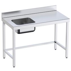 Table de chef 1 évier à gauche - 2000x700x850 mm - 1M0207RI Eurast - inox 1M0207RI_0