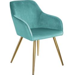 Tectake 2 Chaises MARILYN Effet Velours Style Scandinave - turquoise/or -404018 - bleu plastique 404018_0