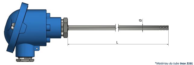 Thermocouple avec tête de raccordement ajouré - TH22 - Type K, N, J, T, E, R, S, B - Classe 1 et 2_0