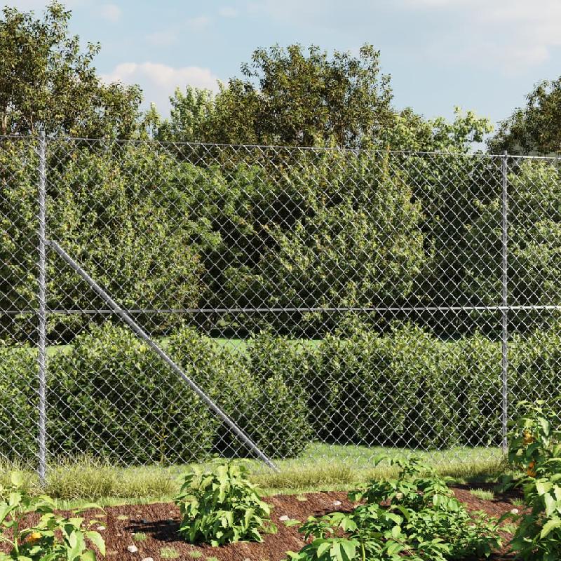 Vidaxl clôture à mailles losangées avec ancrage argenté 2x25 m 154030_0