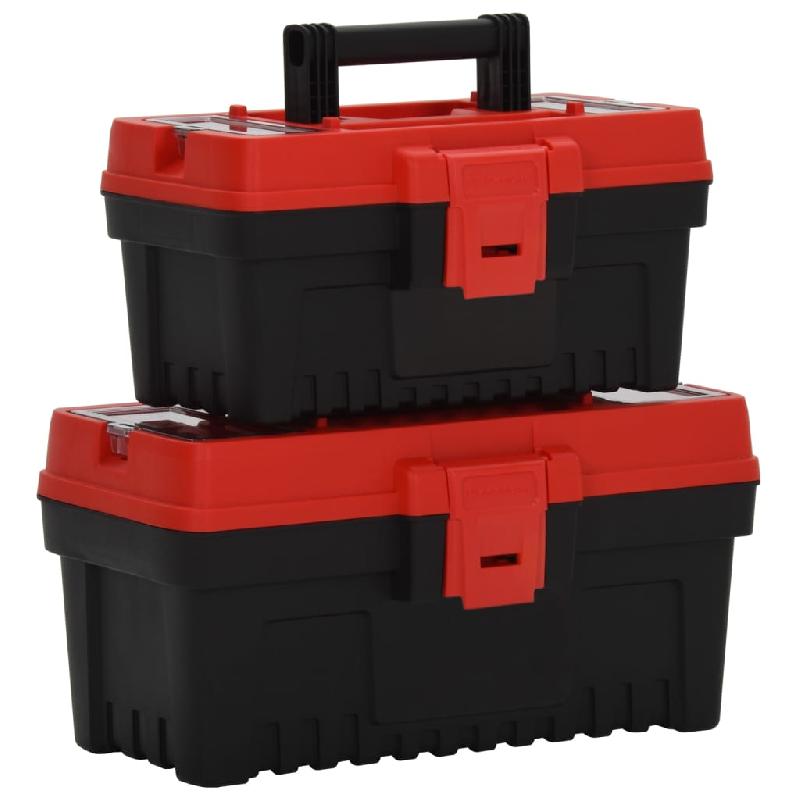 Vidaxl ensemble de boîtes à outils 2 pcs noir et rouge polypropylène 152102_0