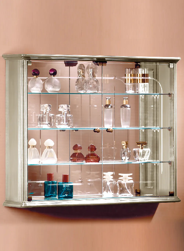 Vitrine murale en bois dv101va - laqué crème cérusé_0