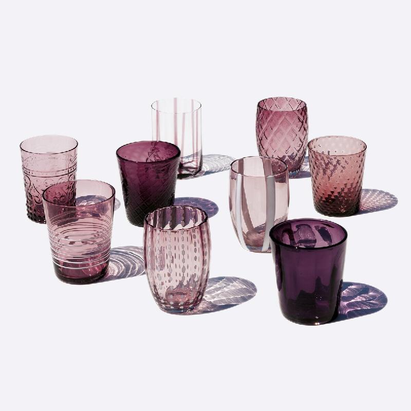 Zafferano Melting Pot X6 Verres Unicolores - Améthyste, Verre Soufflé Main 32Cl, Artisanaux Pour Cocktails, Eau, Apéritifs - violet 8056300190585_0