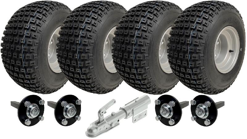 18x9.50-8 Twin Axle ATV Knobby Quad Trailer Kit Wheels, Axles Swivel Hitch 408kg_0