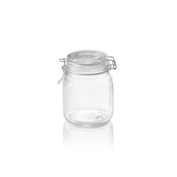 Bocal de stockage, 1 l, Ø 9 cm, hauteur 15 cm, en verre, acier inoxydable, silicone - Was Germany - 4044925153713_0