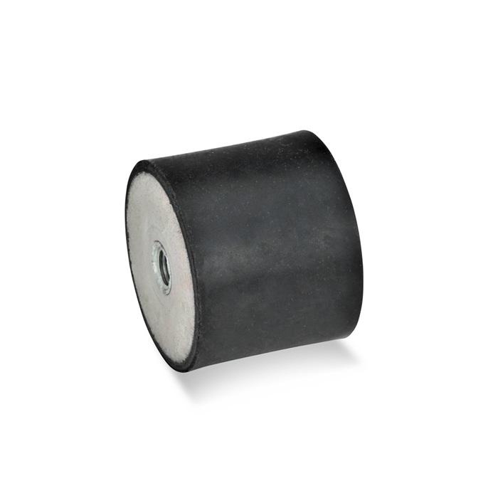 Butée en caoutchouc GN 351 - d1 50 mm, d2 M10, h 40 mm, l 28 mm avec 2 filetages intérieurs - Ganter_0