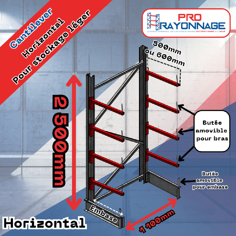Cantilever léger - Rayonnage à bras modulable - NEUF_0