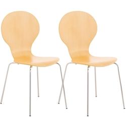 Décoshop26 - Lot de 2 chaises de cuisine salle à manger empilables dossier arrondi en bois clair et métal chromé 10_0003087 - 3000251388343_0