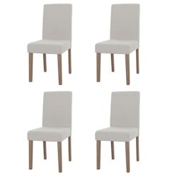 Décoshop26 - Lot de 4 chaises de salle à manger dossier haut en tissu bouclé crème pieds clair 04_0007513 - 3000262166411_0