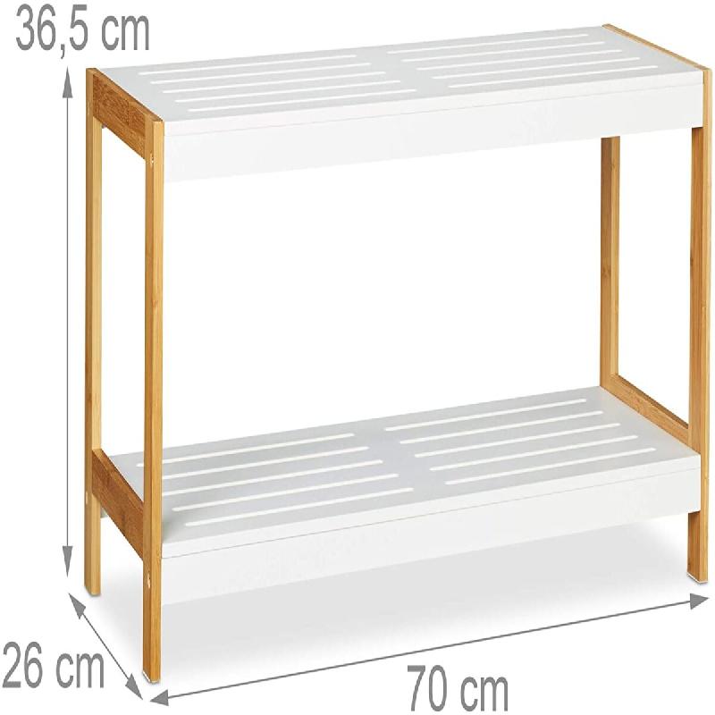 Helloshop26 - Étagère à chaussures avec espaces de rangement 2 étages bambou et MDF blanc 70 cm  13_0001024 - blanc Bambou 3000123018989_0