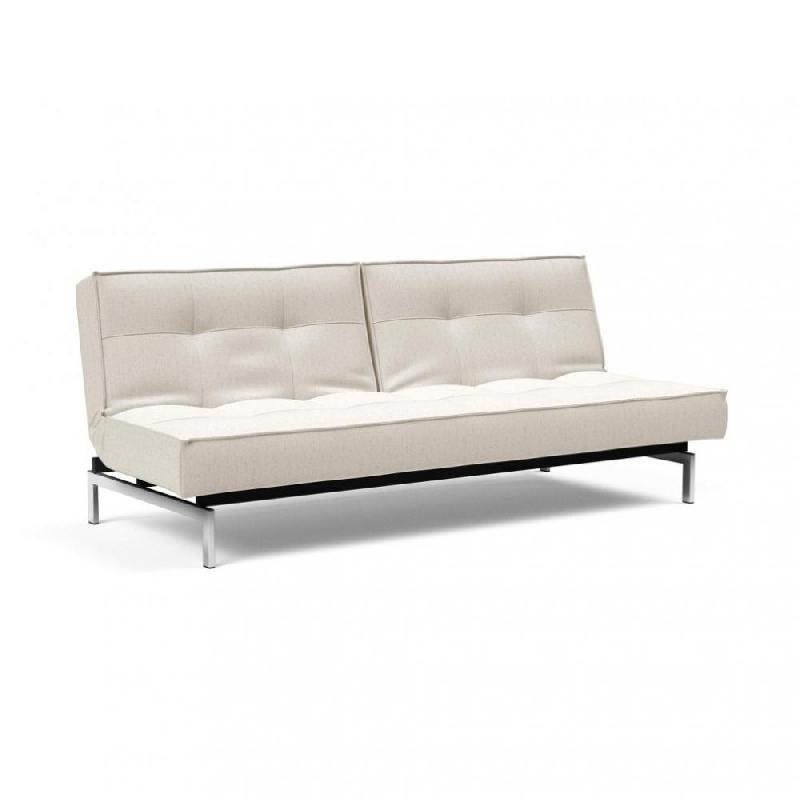 INNOVATION LIVING  CANAPE SPLITBACK  CHROME CONVERTIBLE LIT 115*210 CM TISSU BOUCLE OFF WHITE_0