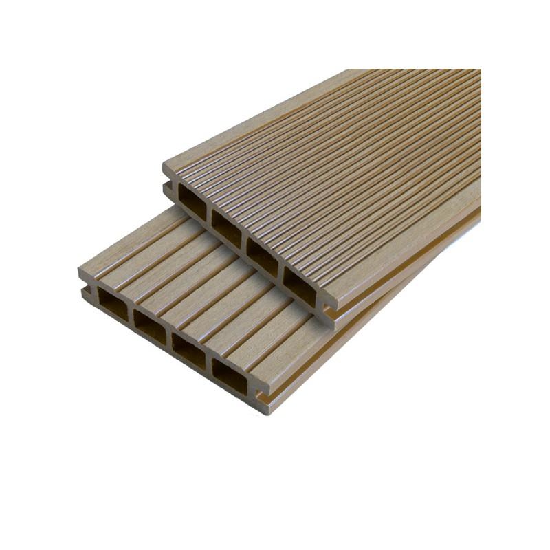 Lame de terrasse bois composite alvéolaire Dual - Beige clair - 25mm d'épaisseur, 14cm de largeur, 360cm de longueur - Surface couverte 0.5m²_0