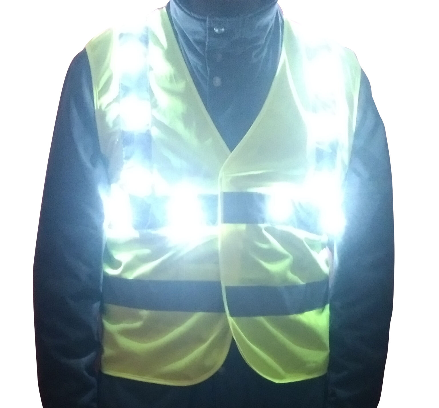 LEDWARNING Gilet Pro de Sécurité Fluo à 24 LEDs Deluxe - couleur jaune_0