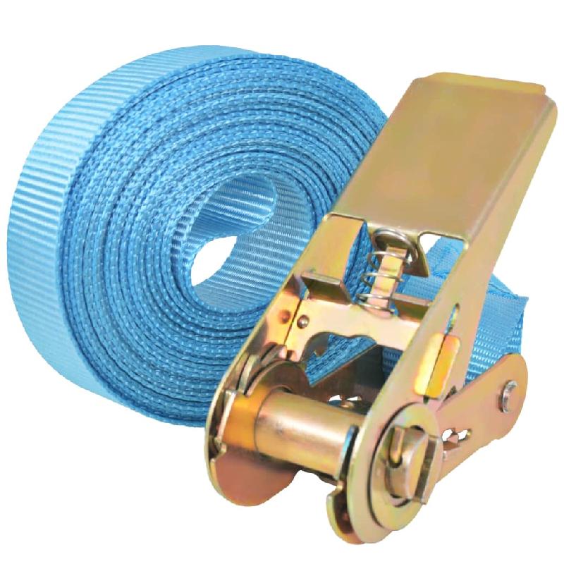 Lot de 10 sangles d’arrimage à cliquet - 0,8 tonne - 4m x 25mm - Bleu - Norme EN-12195-2 - Réf. 02_0003536_0