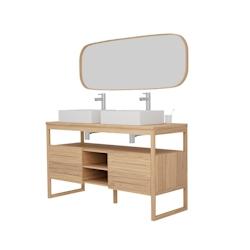 MOB-IN Ensemble meuble double vasque  ATOLL 140 cm + Vasques + Robinets + Miroir - 3701606505049_0