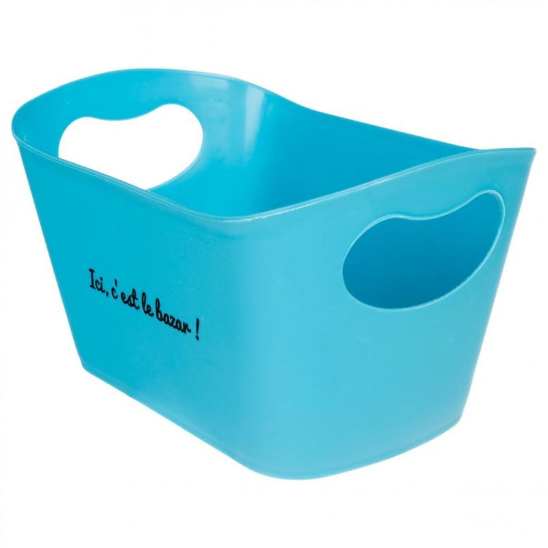 PANIER DE RANGEMENT PLASTIQUE RECTANGLE 22CM BLEU - PARIS PRIX_0