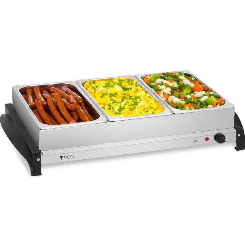 Royal Catering - Royal Catering Chauffe-Plats Electrique RCHP-400/3 (400W, Dimensions de la Plaque chauffante 52,5 x 35,5cm - argenté multi-matériau_0
