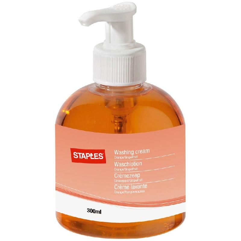 STAPLES FLACON-POMPE DE SAVON CRÈME LAVANTE ORANGE / PAMPLEMOUSSE 300 ML STAPLES (PRIX À L'UNITÉ)