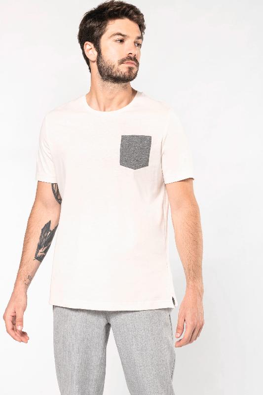 T-shirt coton bio avec poche poitrine contrastée - Kariban - Réf: K375 - Coupe ajustée mode_0
