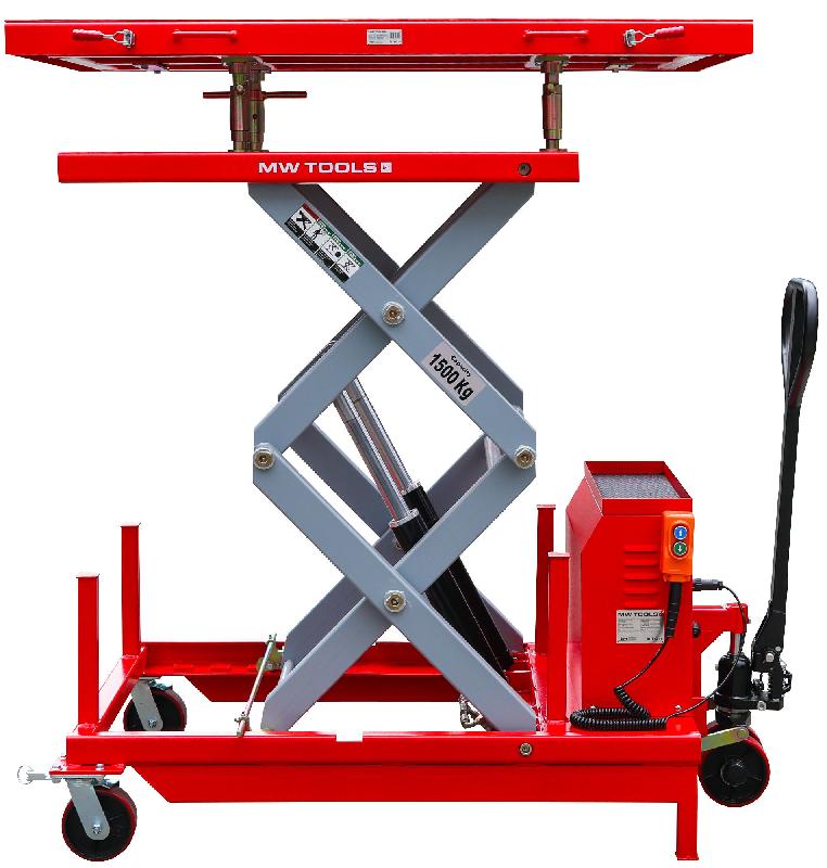 Table élévatrice mobile électrique sur batterie 1500kg + plateau bloc batterie H1788mm MW Tools WTE1500TB_0