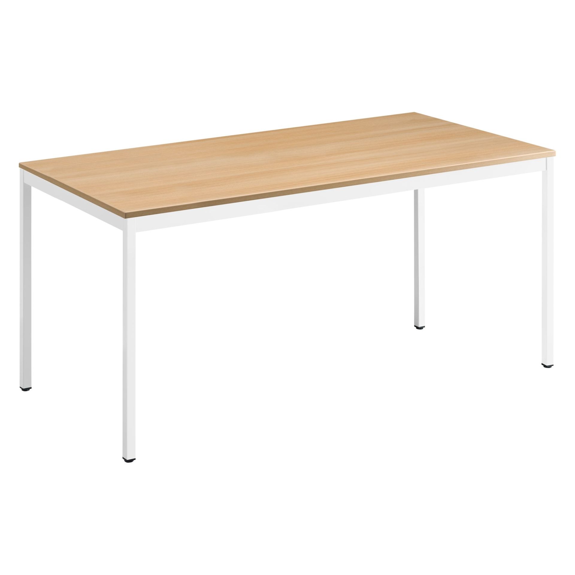 Table multi-usages chêne clair 160x80 cm - plateau mélaminé, piétement métal robuste_0