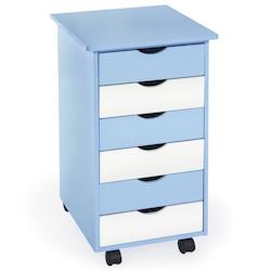 Tectake Caisson de bureau à roulettes en bois 65x36x40cm  bleu - 400925 - bleu Bois manufacturé 400925_0