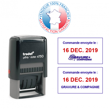Tampon dateur Trodat Printy 4750/2 - empreinte 1 + 1 lignes 41 x 24 mm offerte - référence 012-tampon-texte-dateur-47502_0