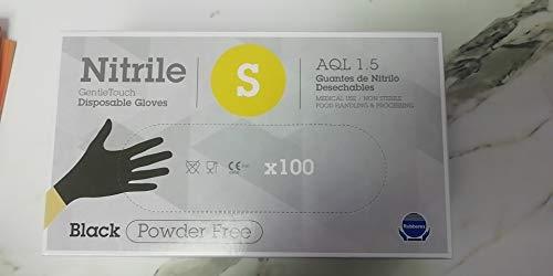 Touche de Douceur 0644 - Gants jetables en nitrile, noir, taille S - Résistants et adaptés aux tests médicaux_0