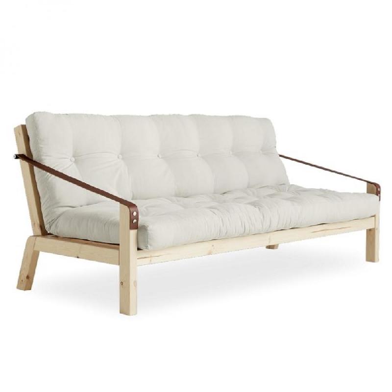 BANQUETTE FUTON POETRY EN PIN MASSIF COLORIS NATUREL COUCHAGE 130 X 190 CM._0