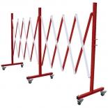 Barrière de chantier extensible droite grande longueur Viso - acier pliable, extensible jusqu'à 4 m, roulettes pivotantes avec frein_0