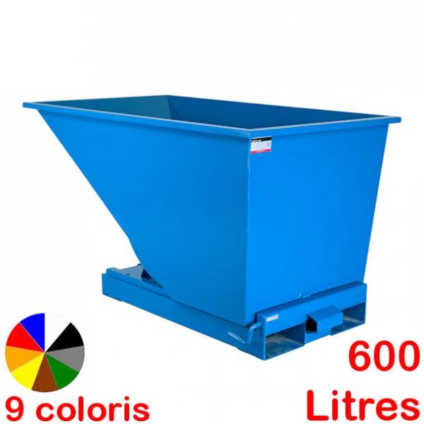 Benne auto-basculante pour chariot élévateur 600 litres Bleu = Papier_0