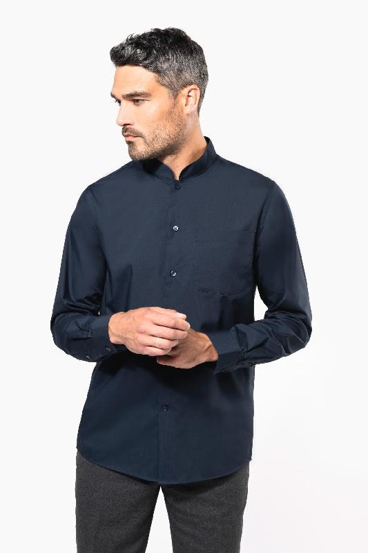 Chemise col mao manches longues - Réf: K515 - Kariban - 65% polyester / 35% coton popeline - Facile d'entretien_0