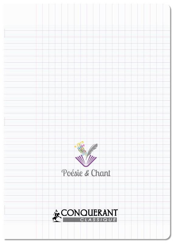 CONQUERANT Lot de 20 Cahier Poésie & Chant Classique PP piqué A4, 48p./24 feuilles 90g/m², Séyès/uni, incolore - 3020120255088_0