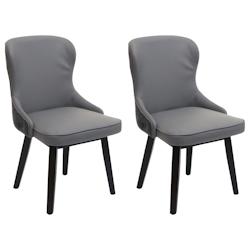 Décoshop26 - Lot de 2 chaises de salle à manger coutures décoratives au dos asssie en tissu gris foncé-gris clair 04_0007384 - gris 3000262096527_0