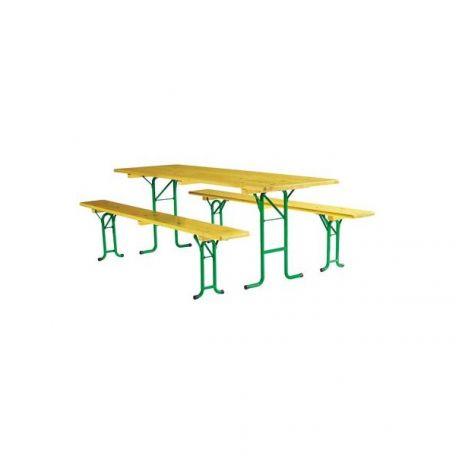 Ensemble brasserie tubulaire table et banc 2.20 x 60 cm - ens25970_0