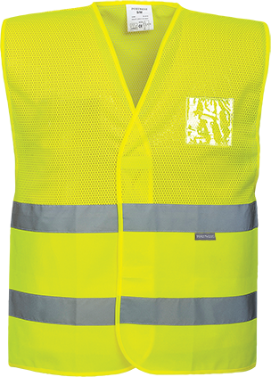 Gilet HV semi-maille jaune C494 - SM - Certifié CE - Bande réfléchissante - Coupe ample_0
