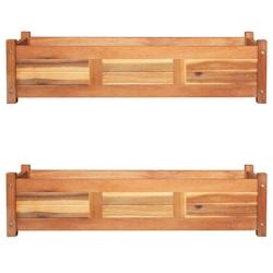 Helloshop26 - Jardinière lit surélevé plantes fleurs jardin 2 pièces 100 x 30 x 25 cm bois d'acacia 02_0001338 - 3000077091533_0